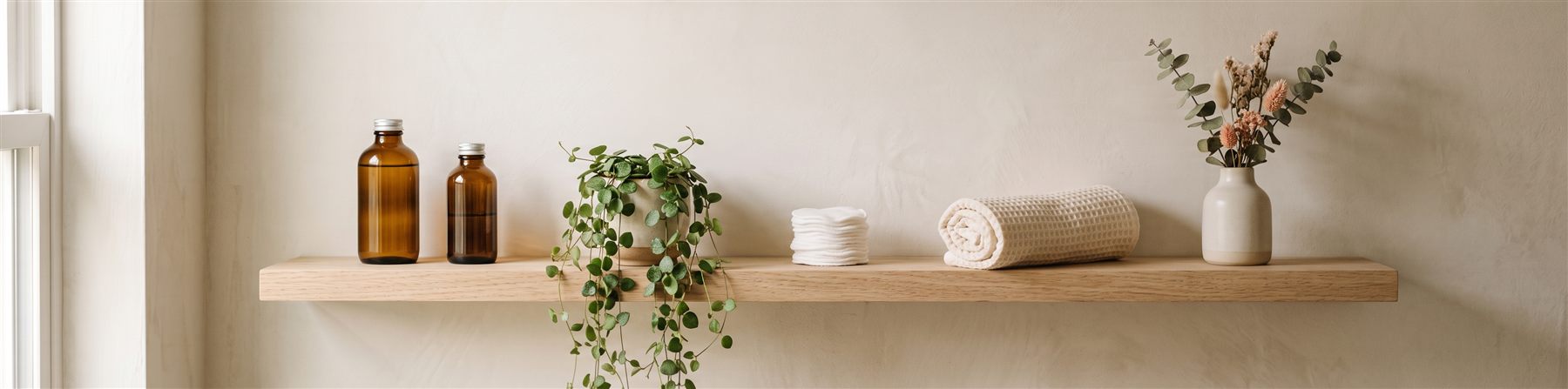 Self-care essentials on a pharmacy shelf